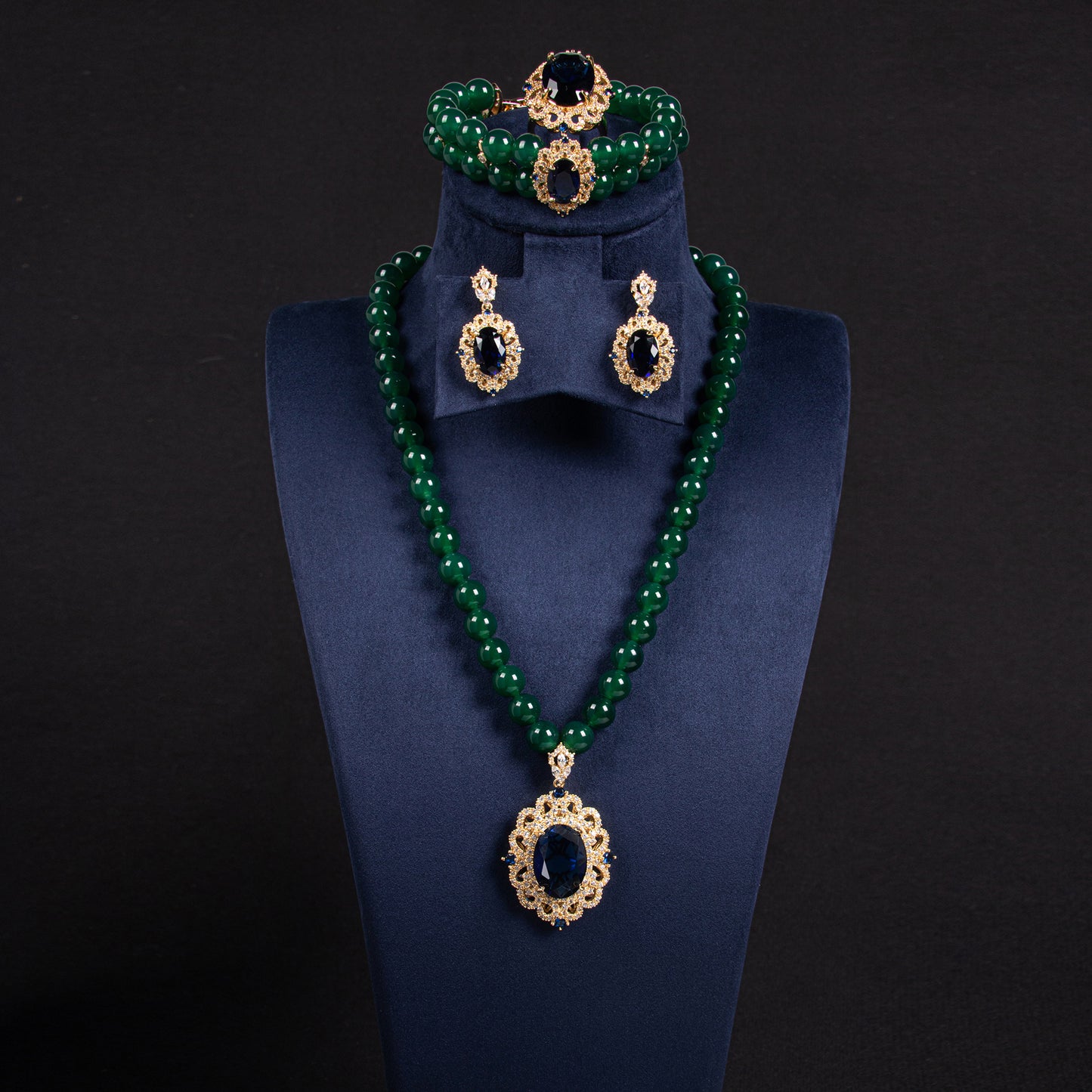 4pcs Copper with Zirconia Earrings & Necklace Jewelry Set