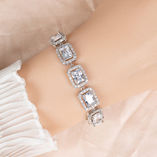Rectangle Shaped Endless Cubic Zirconia Bracelet Women Hot Selling Wholesale