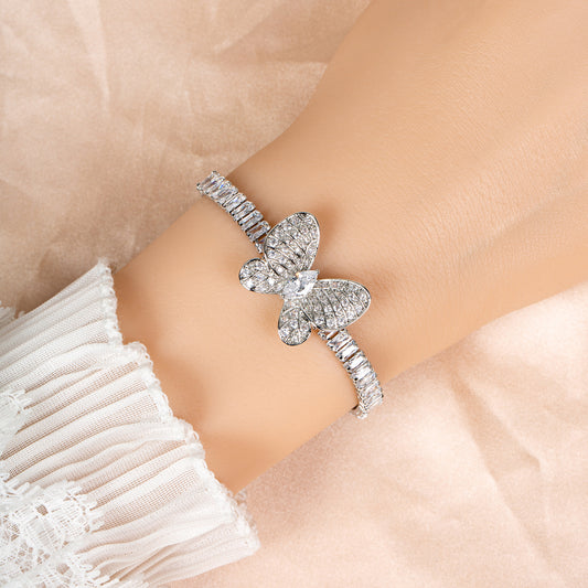 New Hot Sale AAA Cubic Zirconia Diamond Stone Butterfly Cup Chain Bracelets Women