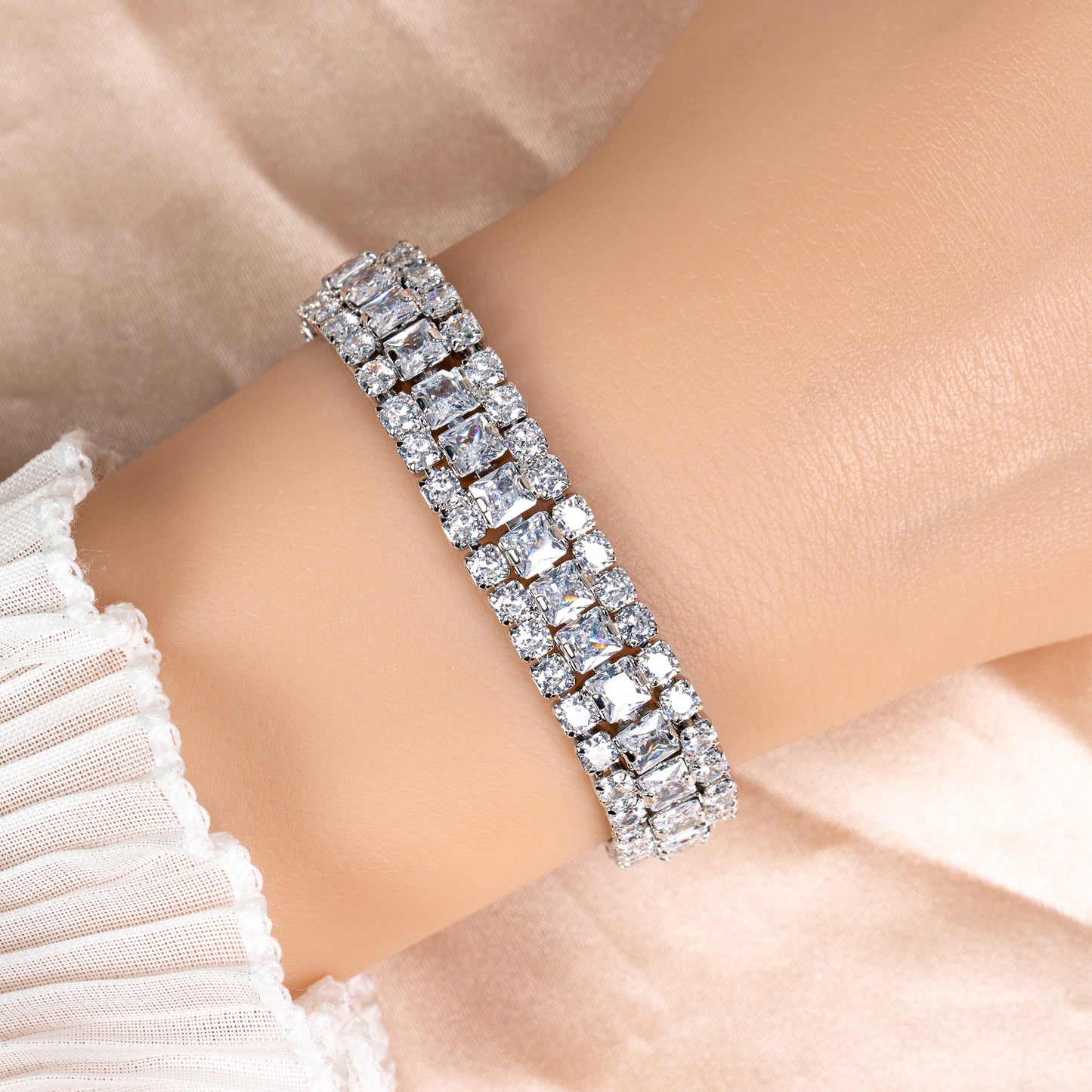 2026 New Fashion Multi Color Gold Silver Plated Cup Chain Linked Bracelets For Women AAA Zircon Jewelry