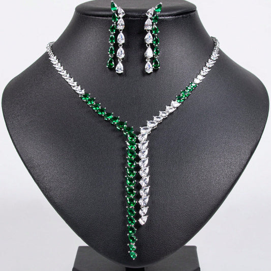 3pcs/Set Silver-Tone, Multi-Color Tassel Shaped Y2K Fashion Earrings, Necklace Jewelry Set, Suitable For Women's Holiday, Party, Banquet Wear, Women's Fashion Jewelry, Gift Set