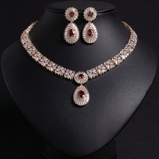 3pcs/Set Multicolor Women's Jewelry Set, Vintage Style Colorful Cubic Zirconia Necklace, Earrings, Necklace Suit, Suitable For Women/Holidays/Parties, Weddings/Banquets, Women's Fashion Jewelry Set, Halloween|Gift