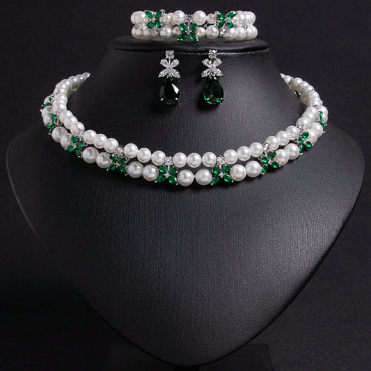 4pcs/Set Gothic Faux Crystal & Tassel Pendant Multi-Layered Pearl Necklace, Charming & Fashionable Women's Jewelry, Suitable For Daily Wear Or Party Decoration, Gifts