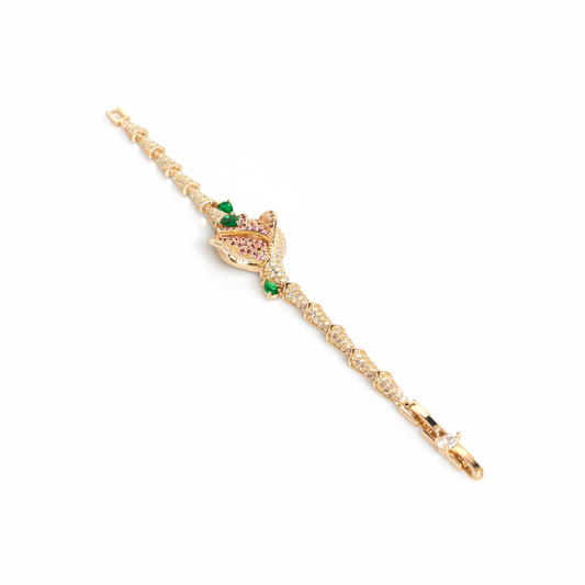 14K Gold-Tone Copper CZ Bracelet with Multi-Gem Blossom & Crystal Accents