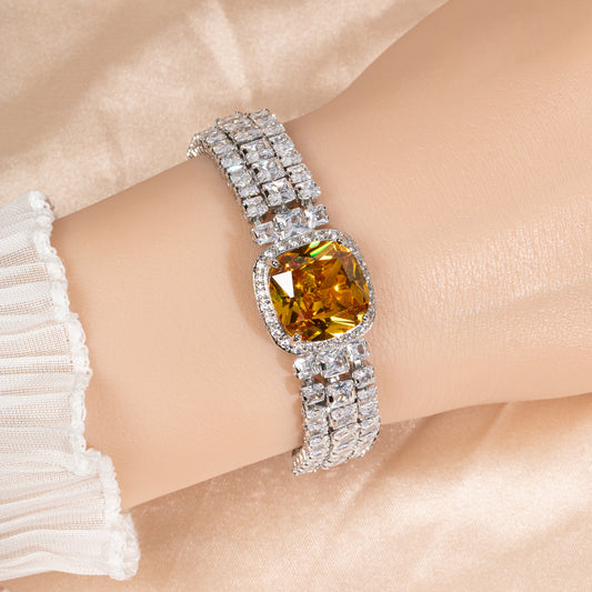 Cupchain Big Square Shaped AAA Cubic Zircon Daimond Bracelet Women Wholesale