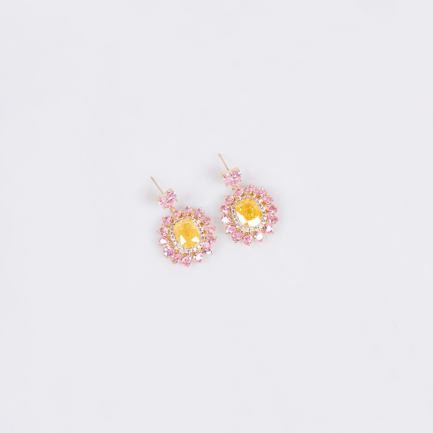 2pcs Copper with Zirconia Earrings & Necklace Jewelry Set