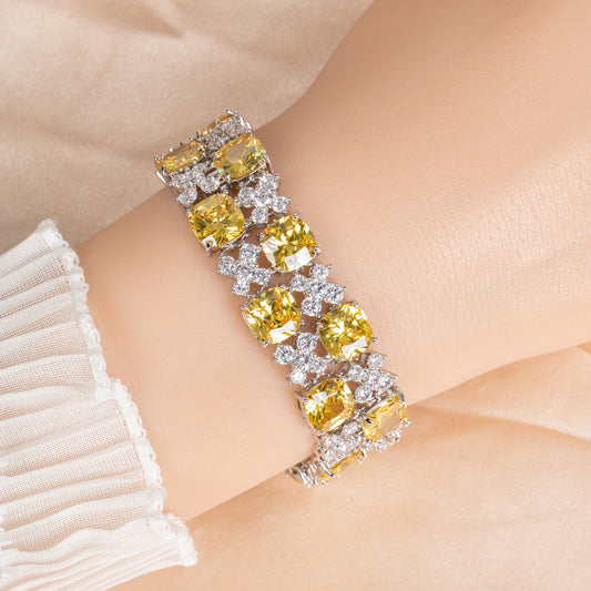 Cupchain Big Square Shaped AAA Cubic Zircon Daimond Bracelet Women Wholesale