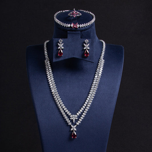 2026 Wholesale Cupchain Multi Colored Cubic Zircon Diamond Small Pendant Charms Jewelry Sets For Women