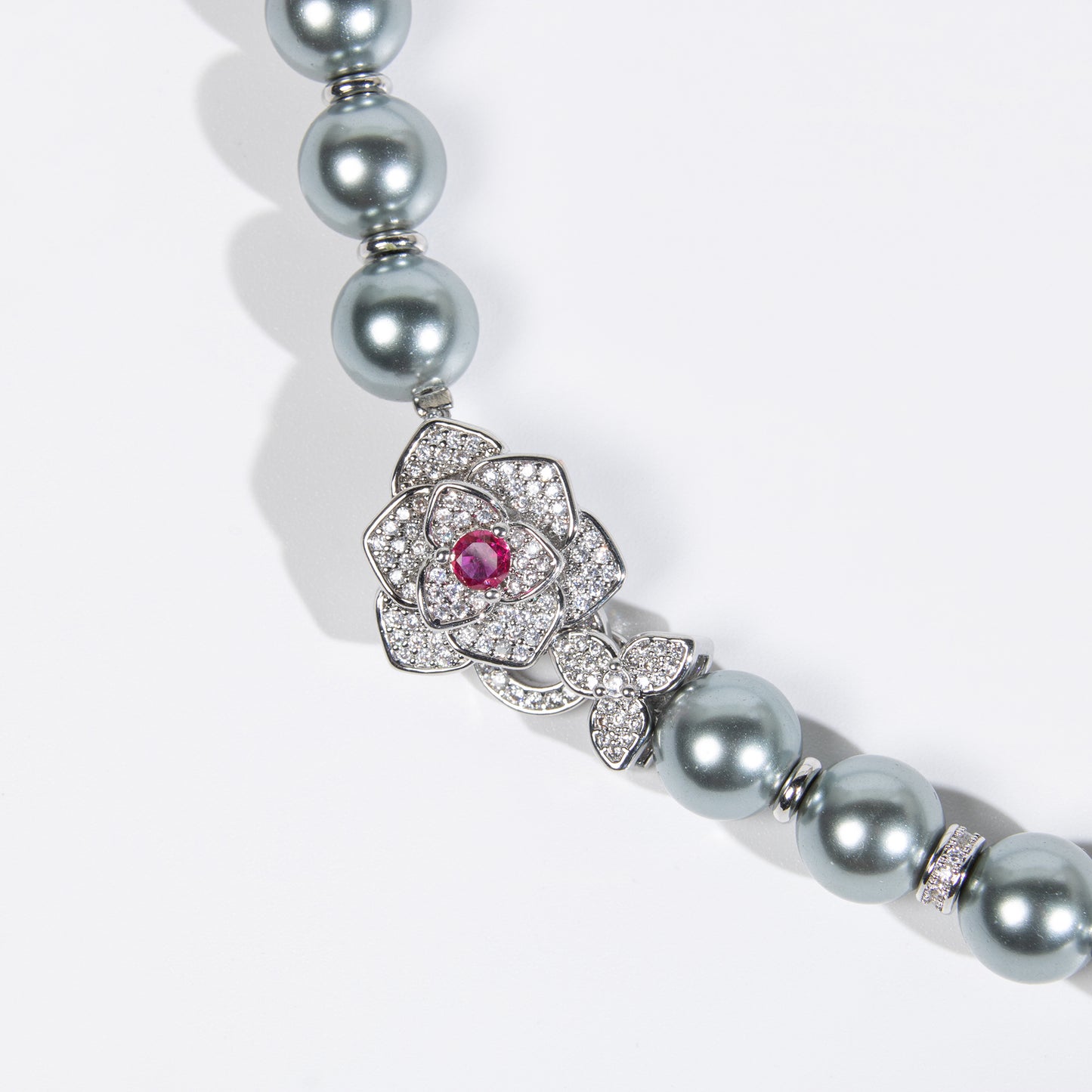Pearl & Copper Zircon Necklace with Red Accent AAA Cubic Zircon Gemstone Choker Necklace For Party Gift