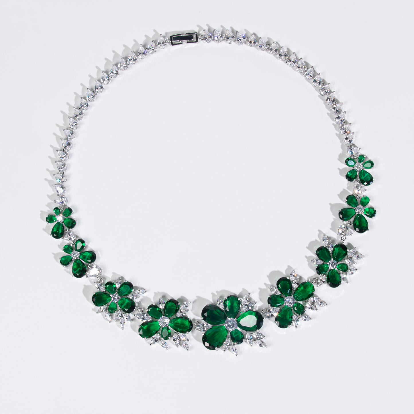 4pcs Copper with Zirconia Earrings & Necklace Jewelry Set
