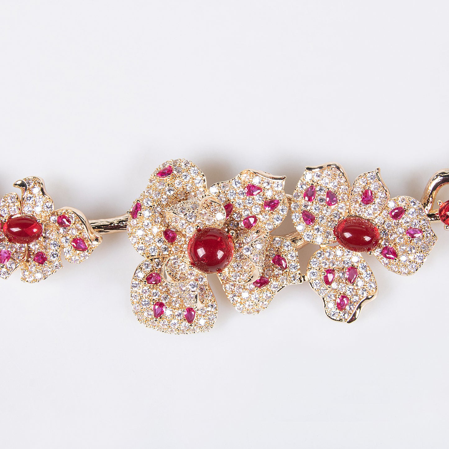 Gorgeous Flower Statement AAA Cubic Zircon Necklace Earrings Sets For Women Party Jewelry