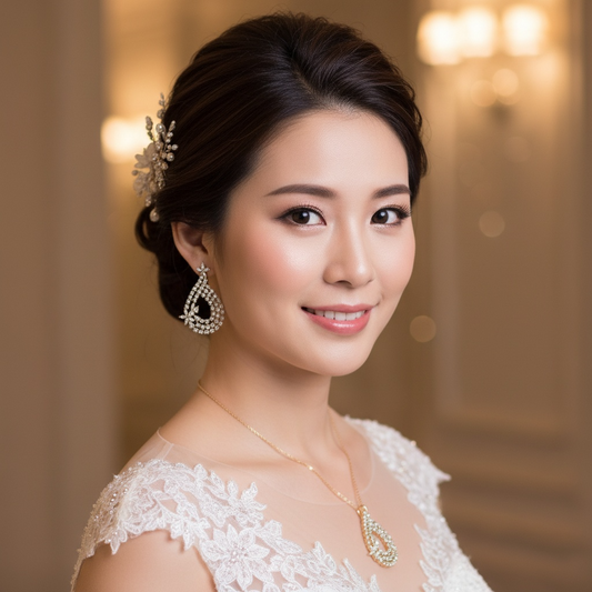 14K Gold-Plated Copper & CZ Teardrop Jewelry Set with Micro-Pave Detailing and Matching Necklace & Earrings