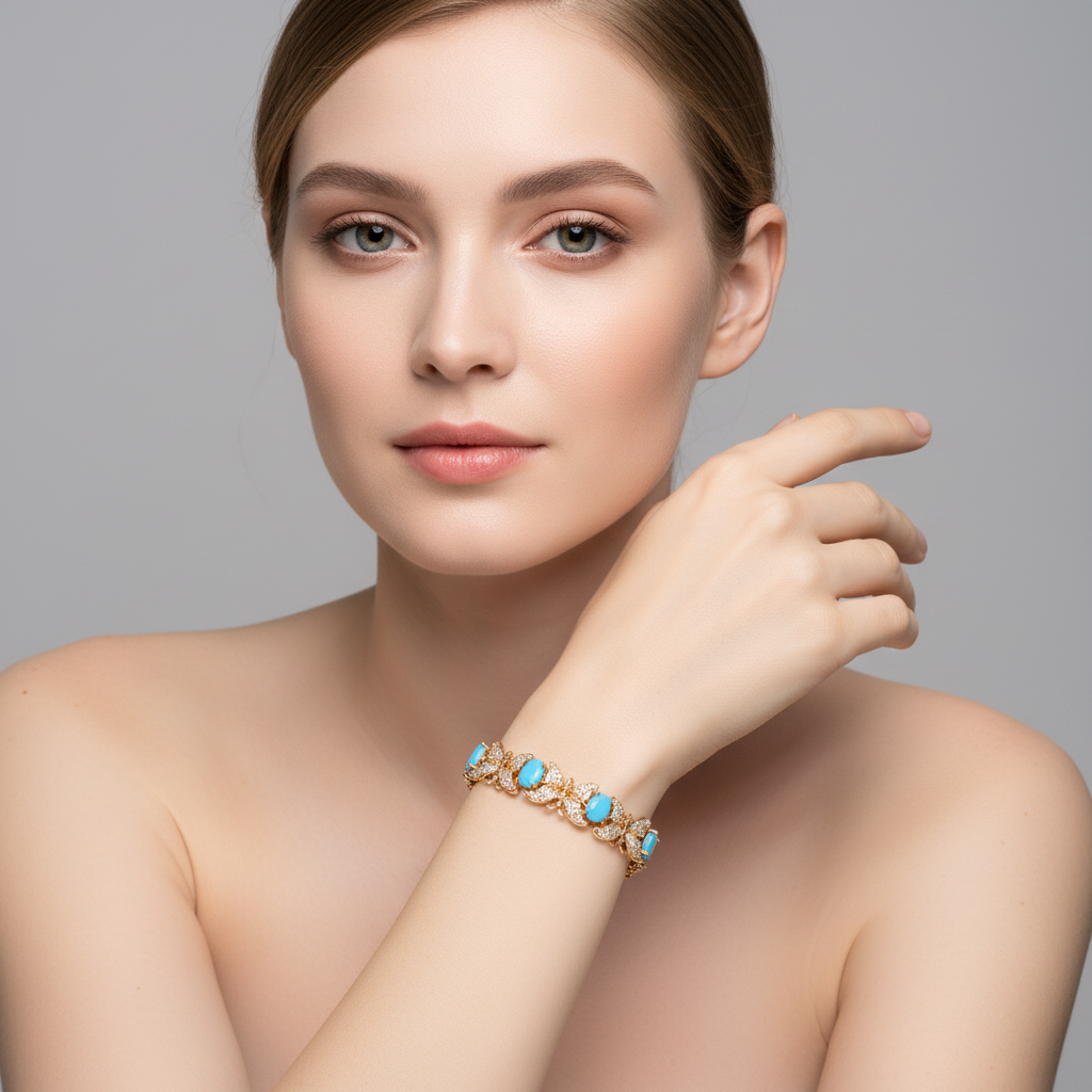 Butterfly Elegance: 14K Gold-Plated Copper Bracelet with Emerald Zircon & Floral Motifs for Garden Parties & Romantic Gift-Giving