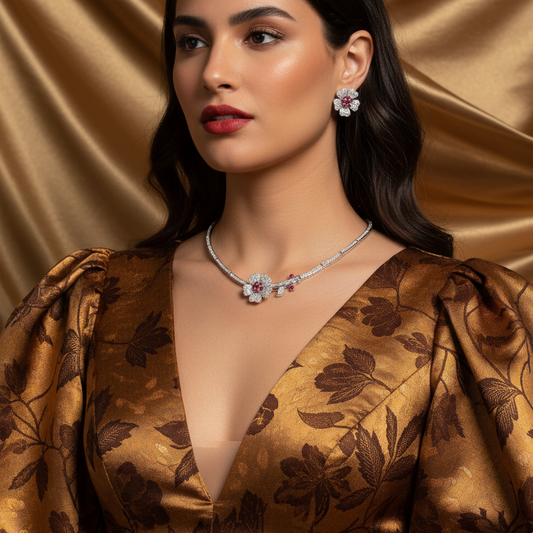 Multi Colorful Flower Luxury Flower AAA CZ Diamond Jewelry Sets Women Hot Sale