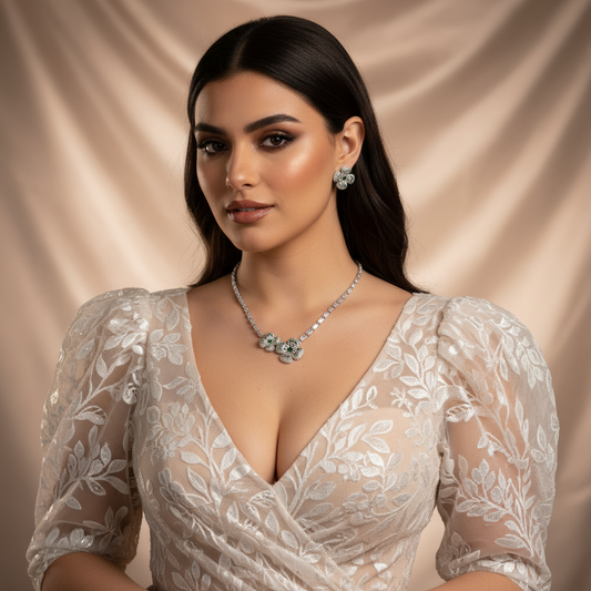 2 Flower Charms Pendant Jewelry Sets Hot Sale Wholesale AAA Cubic Zircon Diamond Sets Women Party Gift