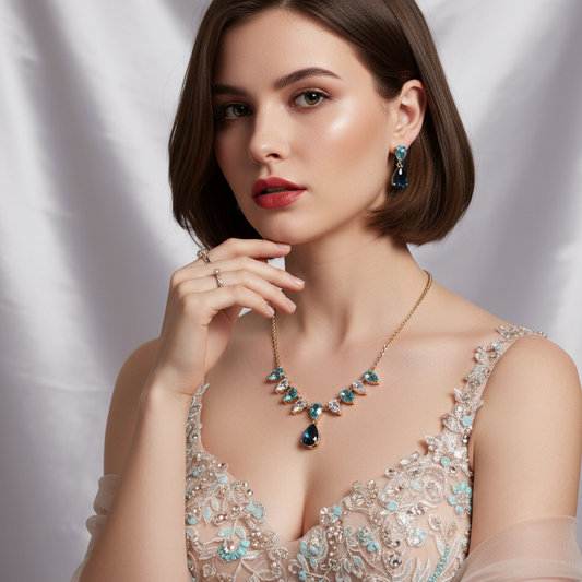 Tear Droped Charms Pendant Dangling Ne/Er Sets Wholesale Bridal Jewelry