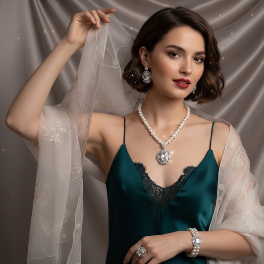 2026 Wholesale Hot Selling AAA Cubic Zircon Diamond Big Pendant Dangling Charms Royal Beaded Hand make Jewelry Sets Women