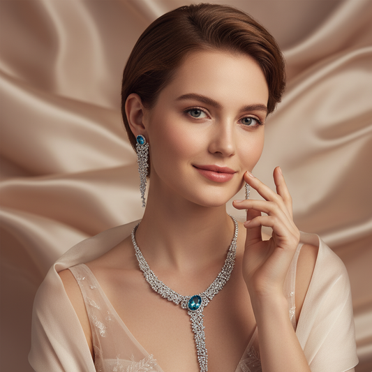Multi-Color Tassel Shaped Y2K Fashion Earrings, Necklace Jewelry Set Bridal