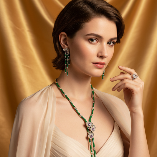 Wholesale AAA Cubic Zircon Long Multi Color Tassel Necklace Earrings Sets Women Git