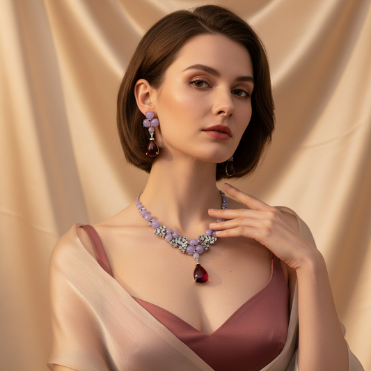Green/Purple Women's Jewelry Set Big Tear Drops Colorful Retro Wholesale Sets For women Girl