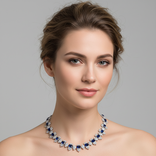 Vivid Red Zircon & Copper Statement Necklace with Intricate Square Setting Snow Flower AAA Cubic Jewelry