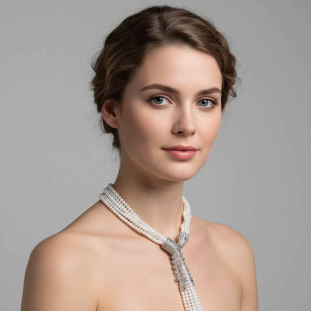 Natural Green Beaded Statement Necklace with Intricate Silver-Tone Zircon Bow Pendant and Cascading Accents