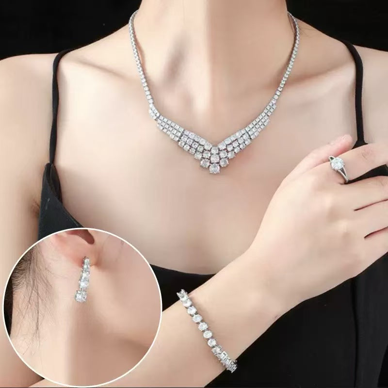 Vintage Crystal Wedding Jewelry Sets For Women Wholesale AAA Cubic Zircon Diamond Jewelry Sets