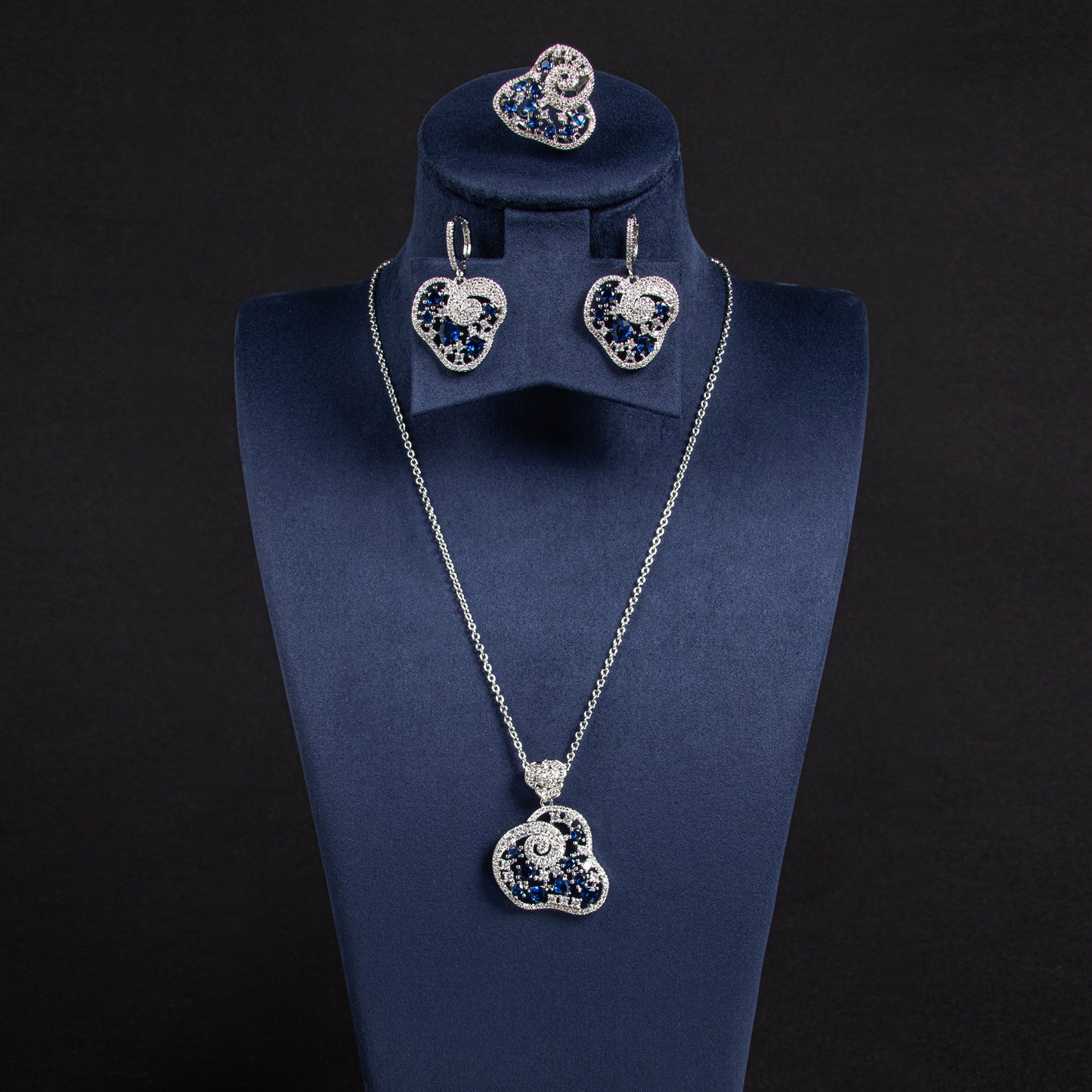4pcs Copper with Zirconia Earrings & Necklace Jewelry Set