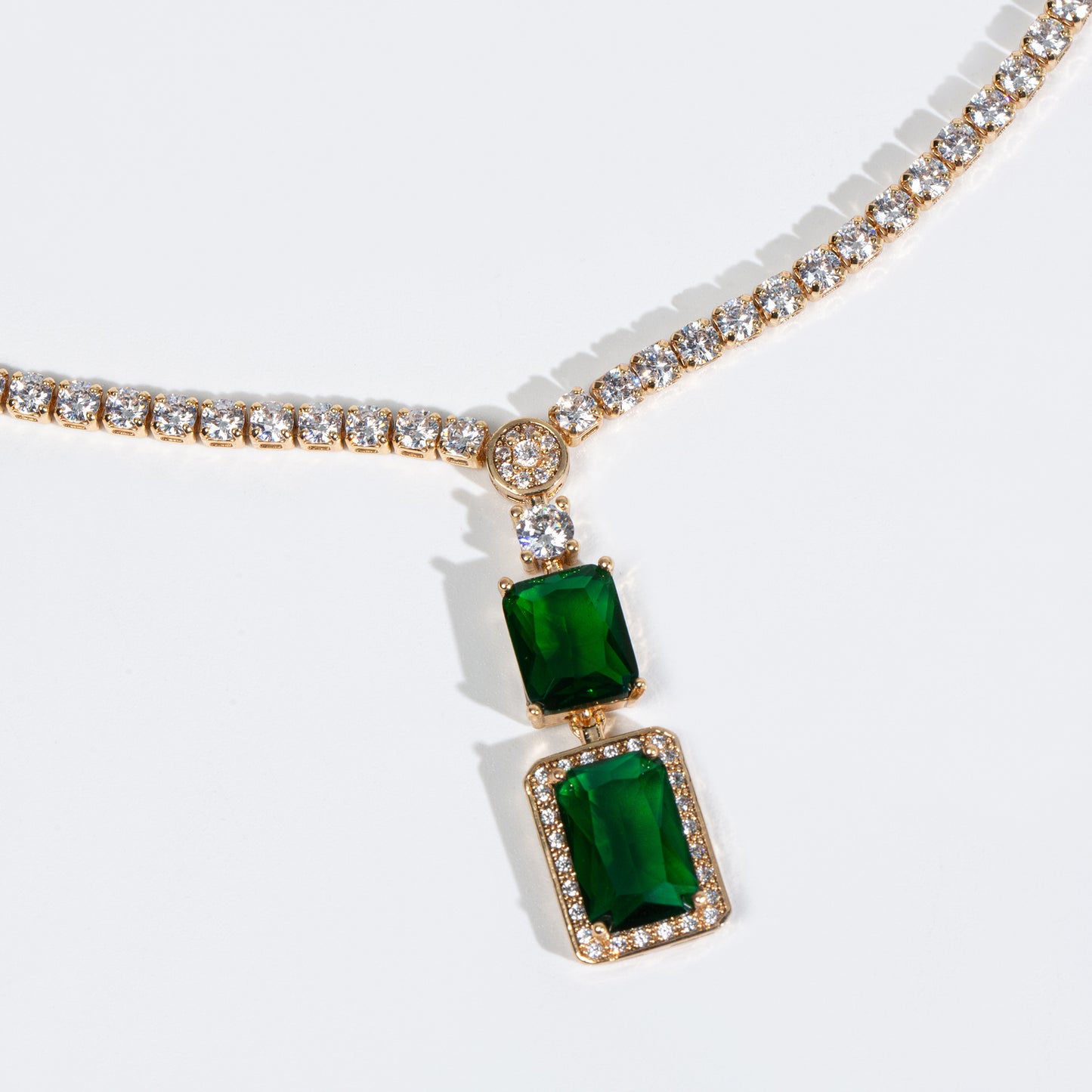 2pcs Copper with Zirconia Earrings & Necklace Jewelry Set
