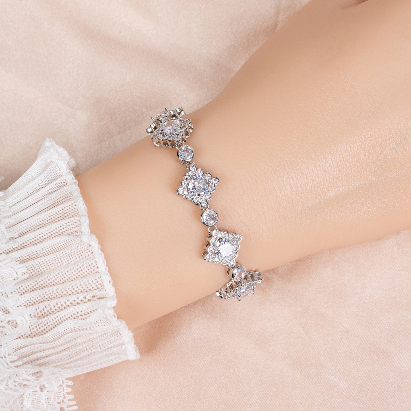 Square Shaped Multi Color AAA Cubic Zirconia Endless Bracelets Women Wholesale Hot Selling