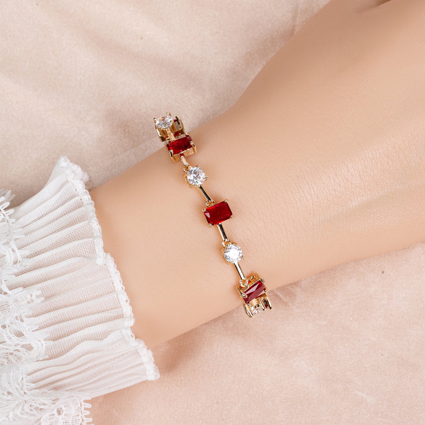 Hot Sale 2026 New Collection Gold Plated Multi Color Cubic Endless Bracelet Women Wholesale