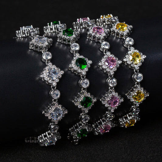 Square Shaped Multi Color AAA Cubic Zirconia Endless Bracelets Women Wholesale Hot Selling