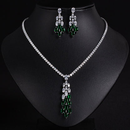 Long Dangling Cubic Charms With Cup Chain Simple Luxury Bridal Wedding Jewelry For Women