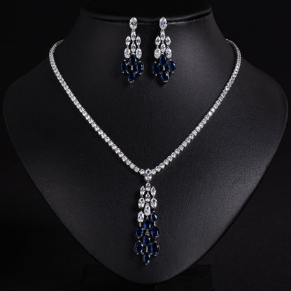 Long Dangling Cubic Charms With Cup Chain Simple Luxury Bridal Wedding Jewelry For Women