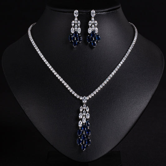 Long Dangling Cubic Charms With Cup Chain Simple Luxury Bridal Wedding Jewelry For Women