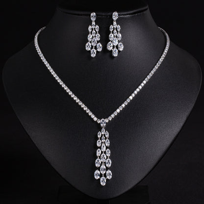 Long Dangling Cubic Charms With Cup Chain Simple Luxury Bridal Wedding Jewelry For Women