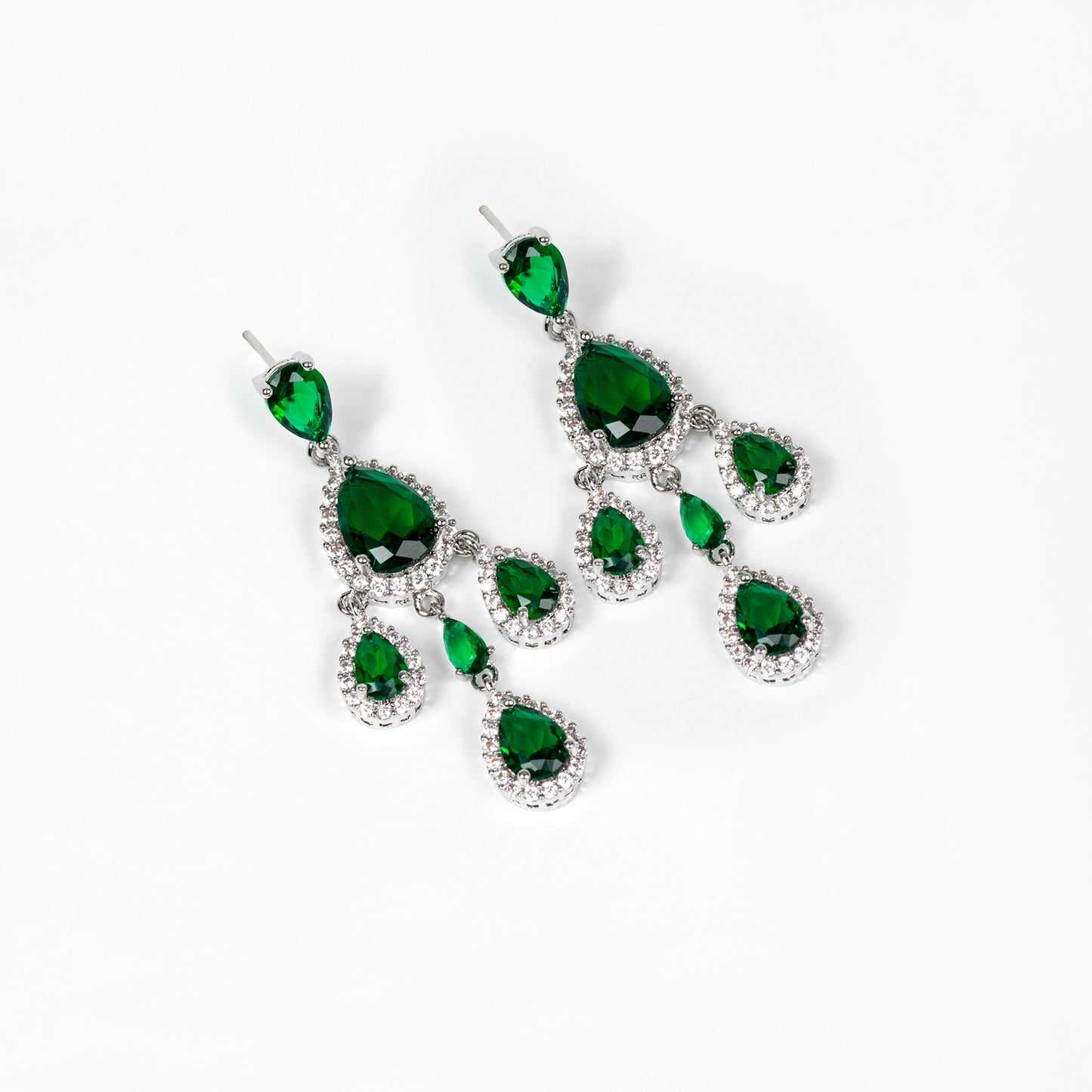 4pcs Copper with Zirconia Earrings & Necklace Jewelry Set