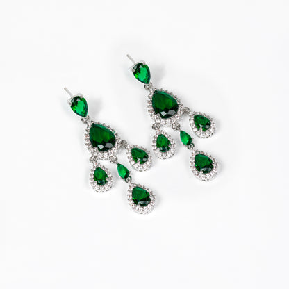 4pcs Copper with Zirconia Earrings & Necklace Jewelry Set