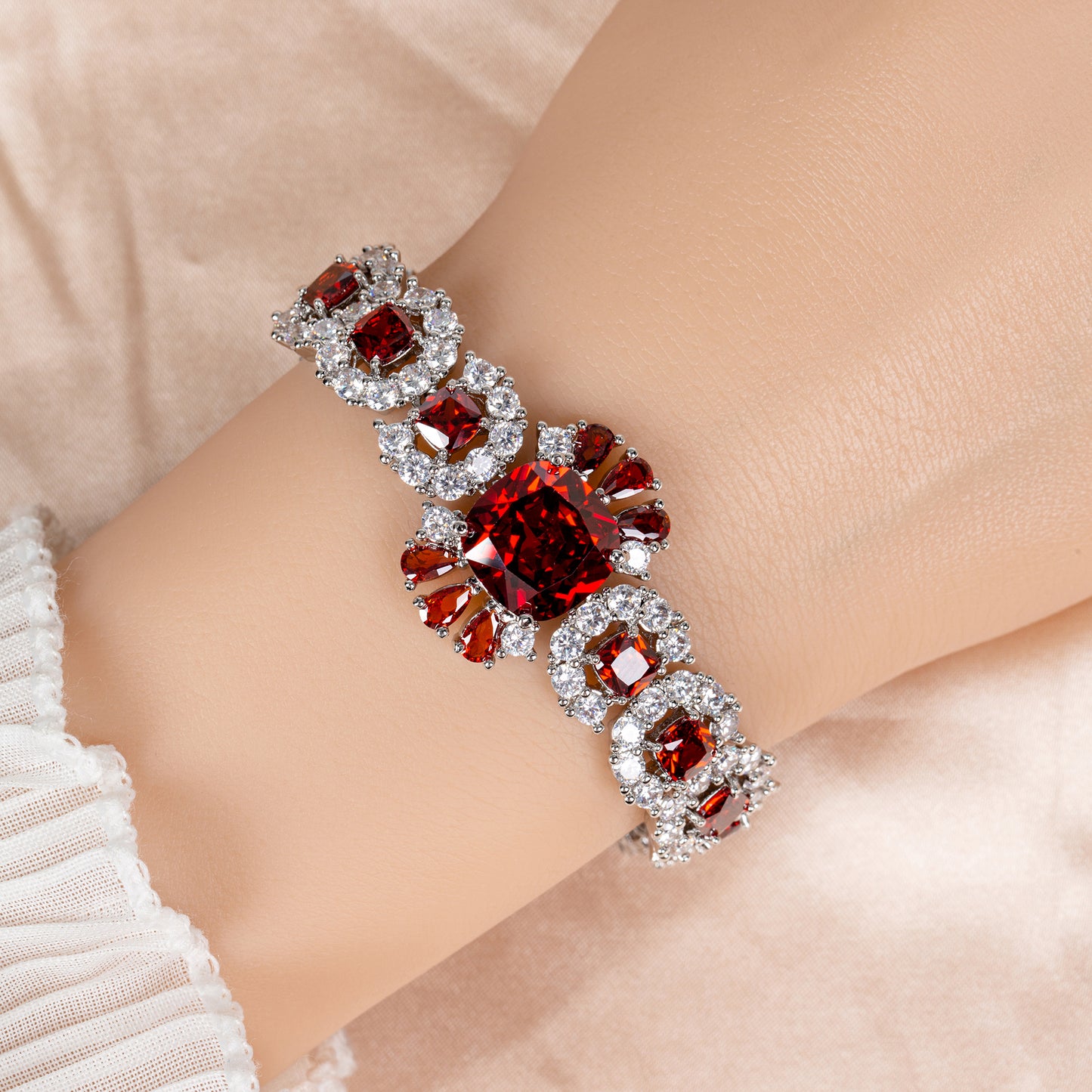 Big Multi Colored AAA Cubic Zircon Diamond Wide Bracelets Women Wedding Gift