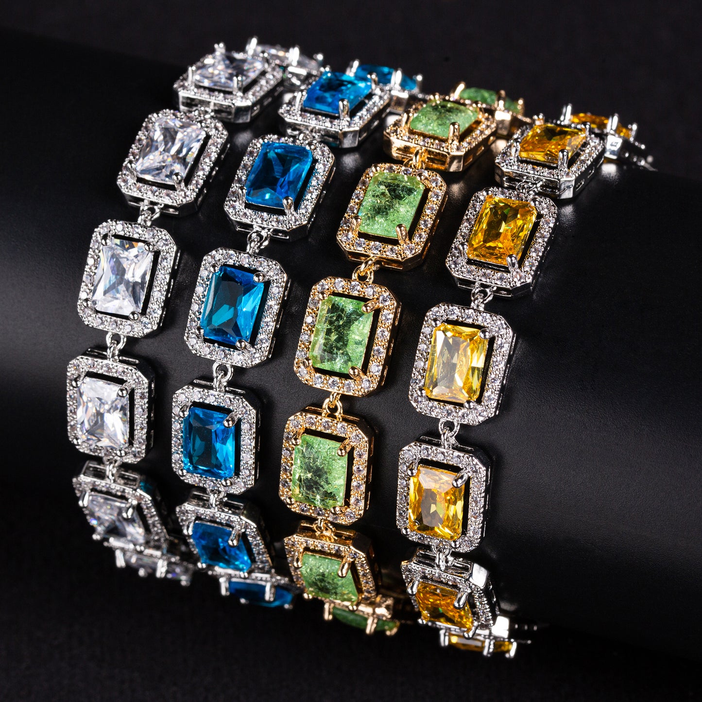 Rectangle Shaped Endless Cubic Zirconia Bracelet Women Hot Selling Wholesale
