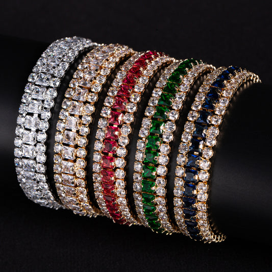 2026 New Fashion Multi Color Gold Silver Plated Cup Chain Linked Bracelets For Women AAA Zircon Jewelry