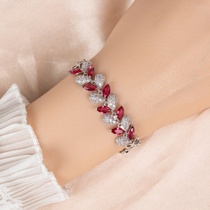 2026 New Collection Wholesale AAA Cubic Zircon Colorful Leaf Shaped Bracelet Women Wholesale