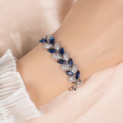 2026 New Collection Wholesale AAA Cubic Zircon Colorful Leaf Shaped Bracelet Women Wholesale