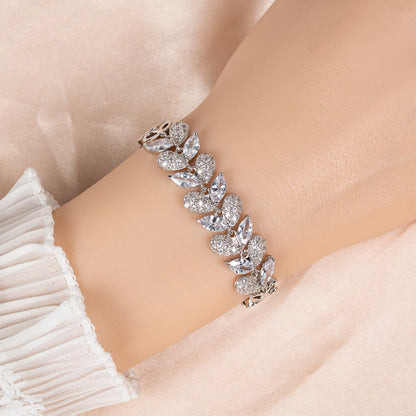 2026 New Collection Wholesale AAA Cubic Zircon Colorful Leaf Shaped Bracelet Women Wholesale