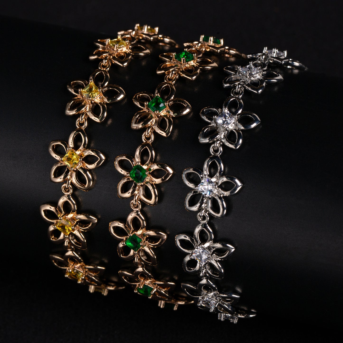 Flower Shaped Middle Small Cubic Colorful Cuty Bracelets For Women Girl Wholesale