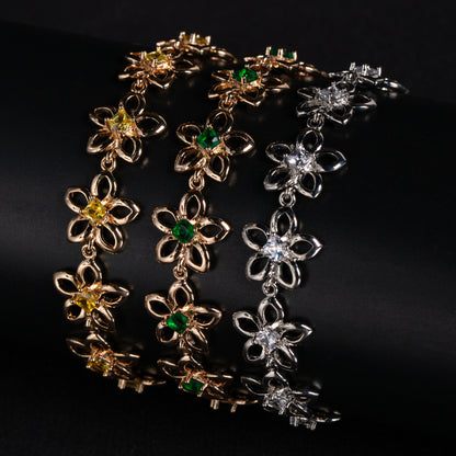 Flower Shaped Middle Small Cubic Colorful Cuty Bracelets For Women Girl Wholesale