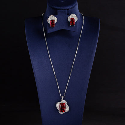 Linked Chain With Small Charm Pendant Statement Necklace Earrings Wedding Jewelry Sets