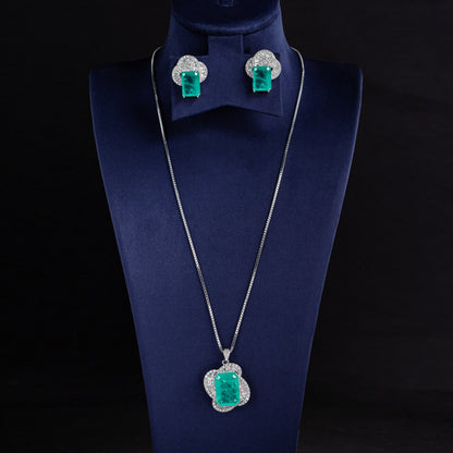 Linked Chain With Small Charm Pendant Statement Necklace Earrings Wedding Jewelry Sets