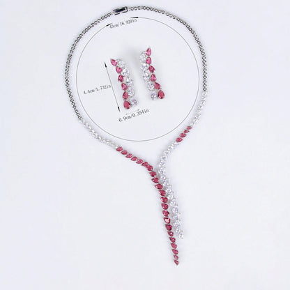 3pcs/Set Silver-Tone, Multi-Color Tassel Shaped Y2K Fashion Earrings, Necklace Jewelry Set, Suitable For Women's Holiday, Party, Banquet Wear, Women's Fashion Jewelry, Gift Set