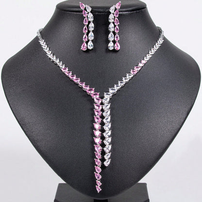 3pcs/Set Silver-Tone, Multi-Color Tassel Shaped Y2K Fashion Earrings, Necklace Jewelry Set, Suitable For Women's Holiday, Party, Banquet Wear, Women's Fashion Jewelry, Gift Set